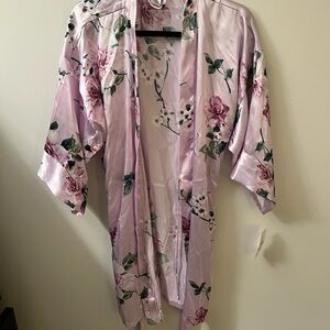 Floral Satin Kimono Robe